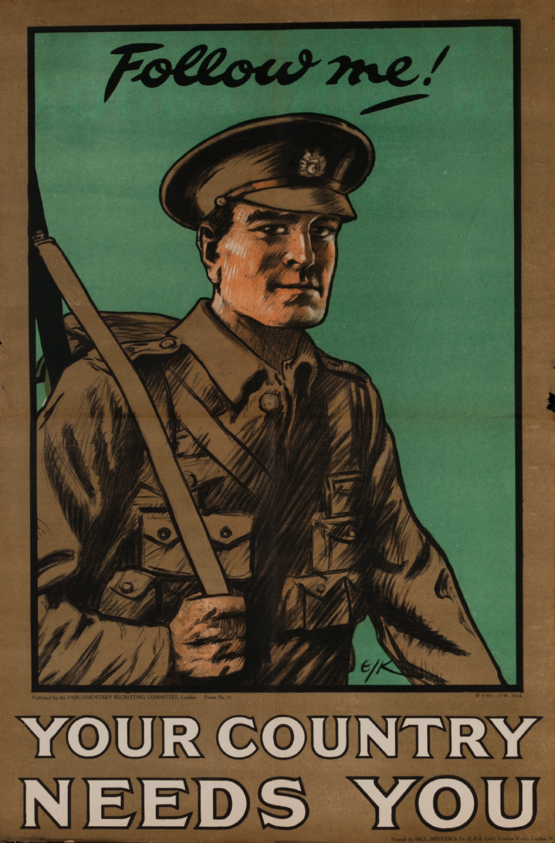 Follow me! Your Country Needs You<br>British WWI Poster