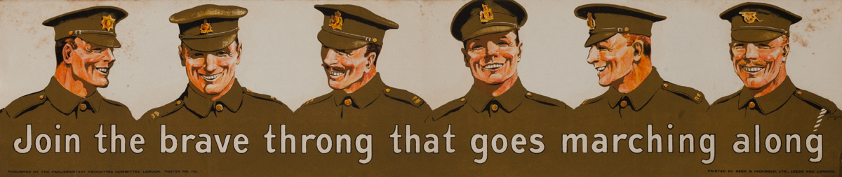 Join the brave throng that goes marching along<br>British WWI Poster