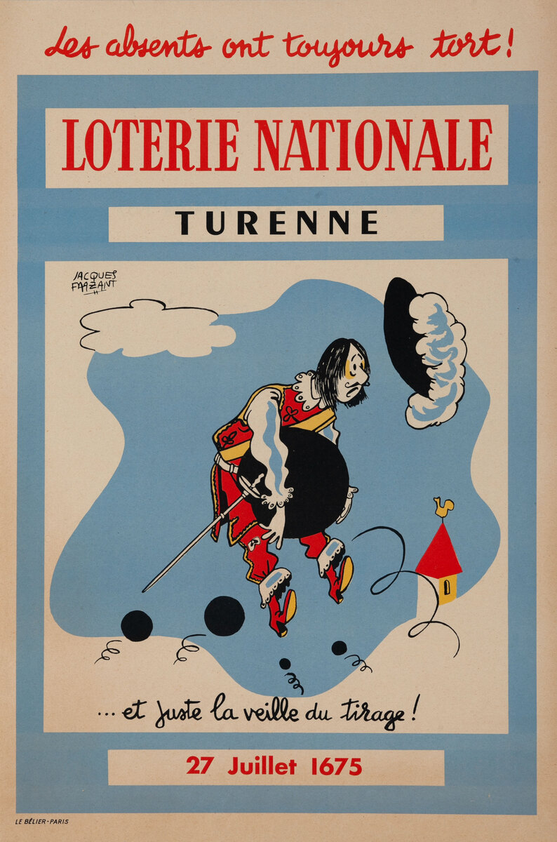 French Loterie Nationale Original Vintage Poster Turenne