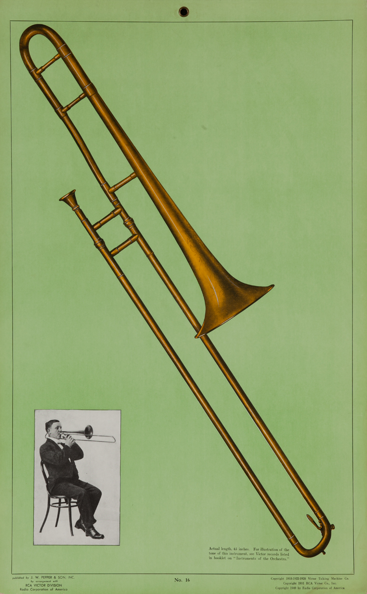 Victor Talking Machine Company No 16 Slide Trombone<br>Advertising Poster
