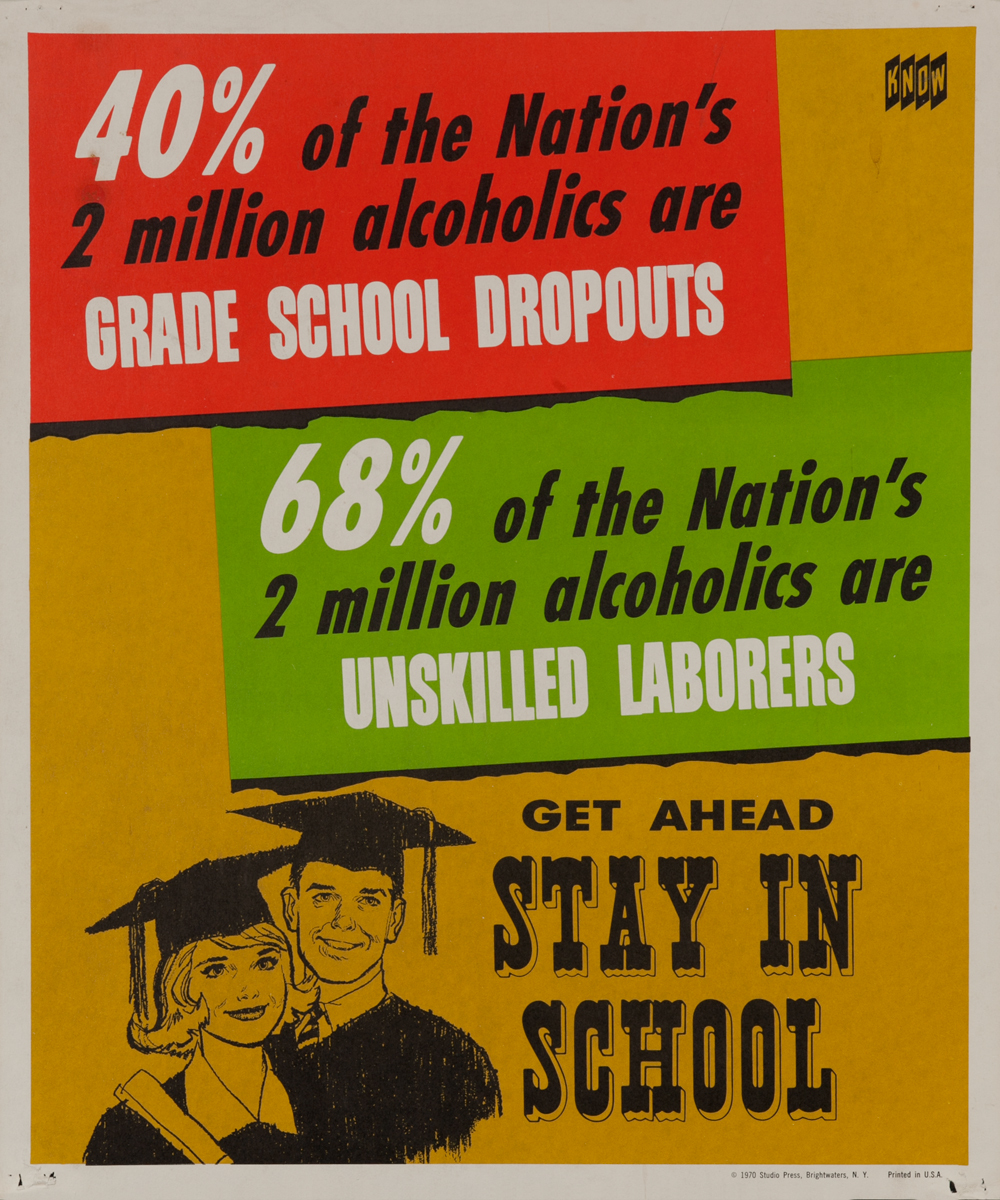 KNOW Stay in School <br>Anti-alcohol health poster. 