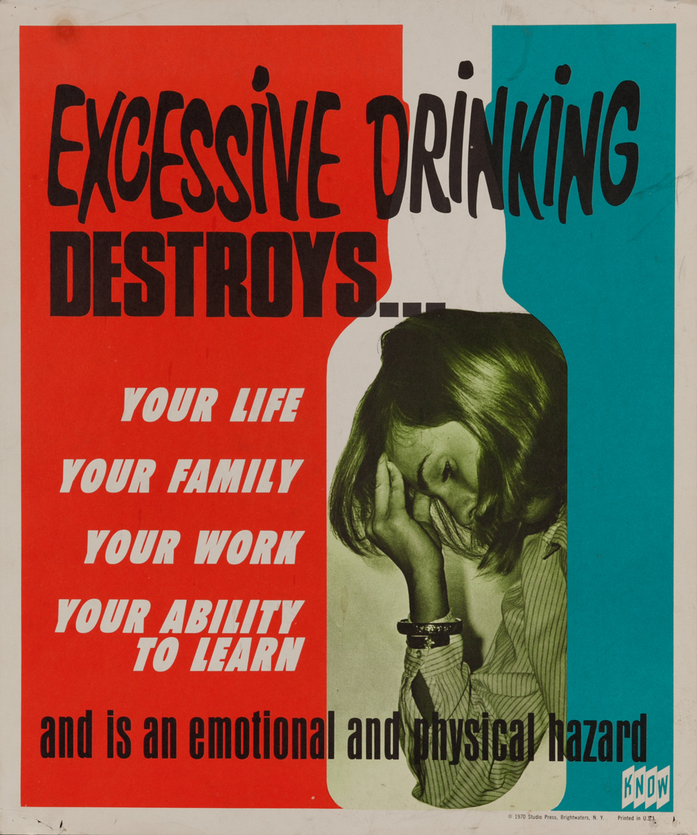 KNOW Excess Drinking Destroys You Life, Your Family, Your Work, Anti-alcohol Abuse Poster