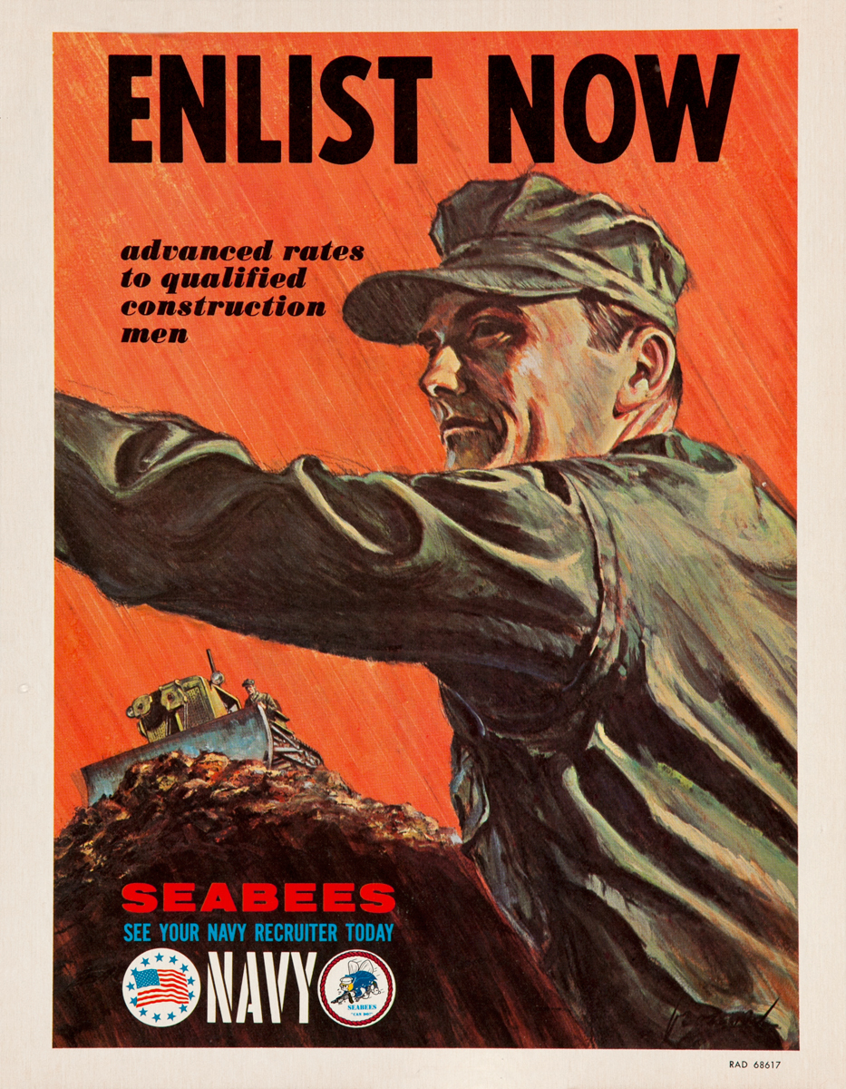 Enlist Now, Seabees Navy<br>Vietnam War Recruiting Poster