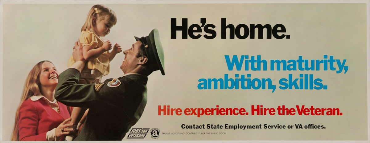 Hire the Veteran. Vietnam war Jobs for Veterans poster