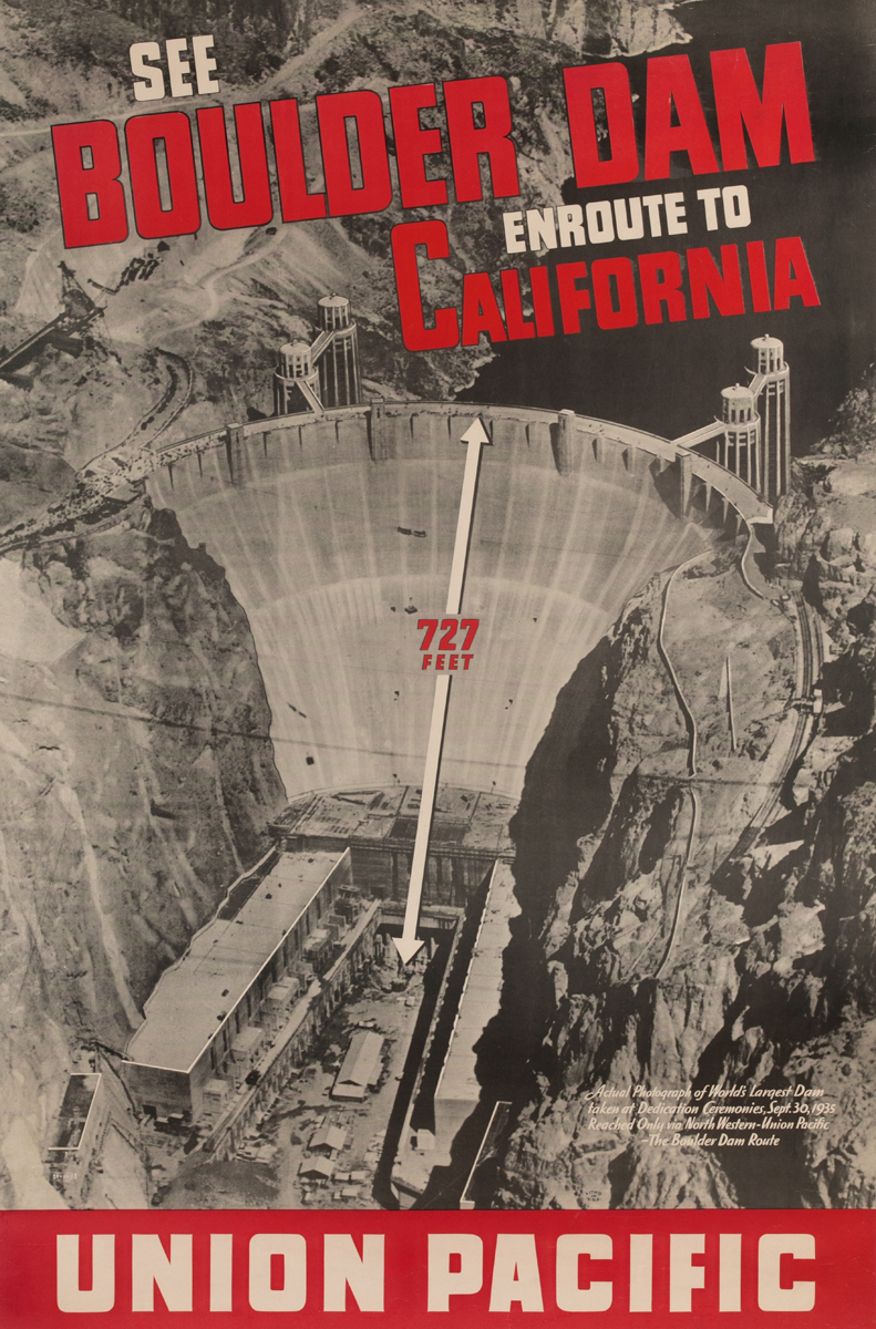 See Boulder Dam Enroute to California<br>Union Pacific Railways Travel Poster