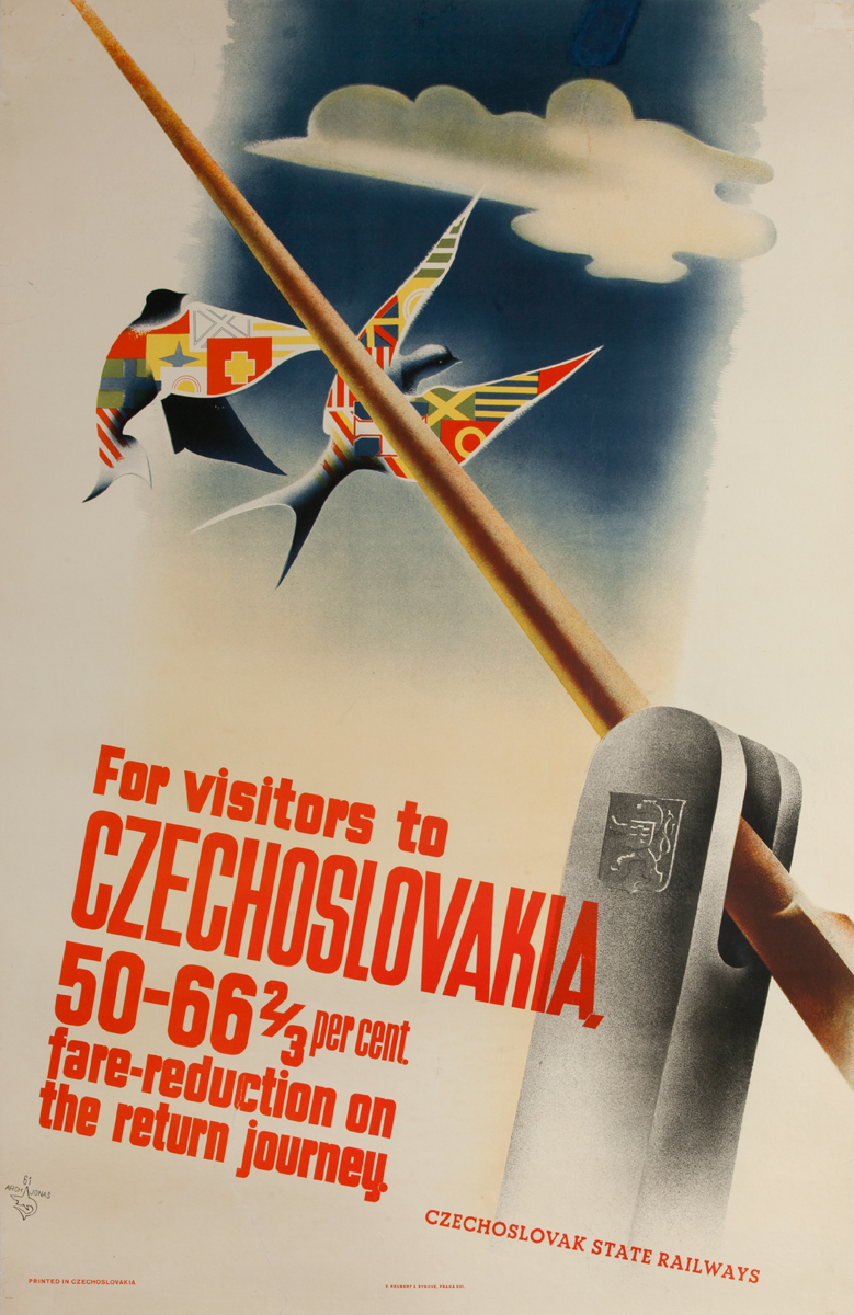 For Visitors to Czechoslovakia - Czechoslovak Railways Travel Poster 