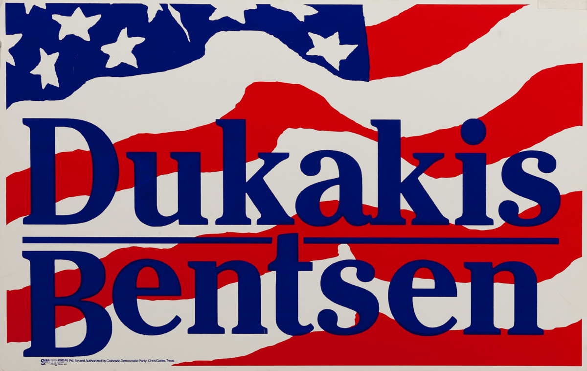 Dukakis Bensen Political Campaign Poster