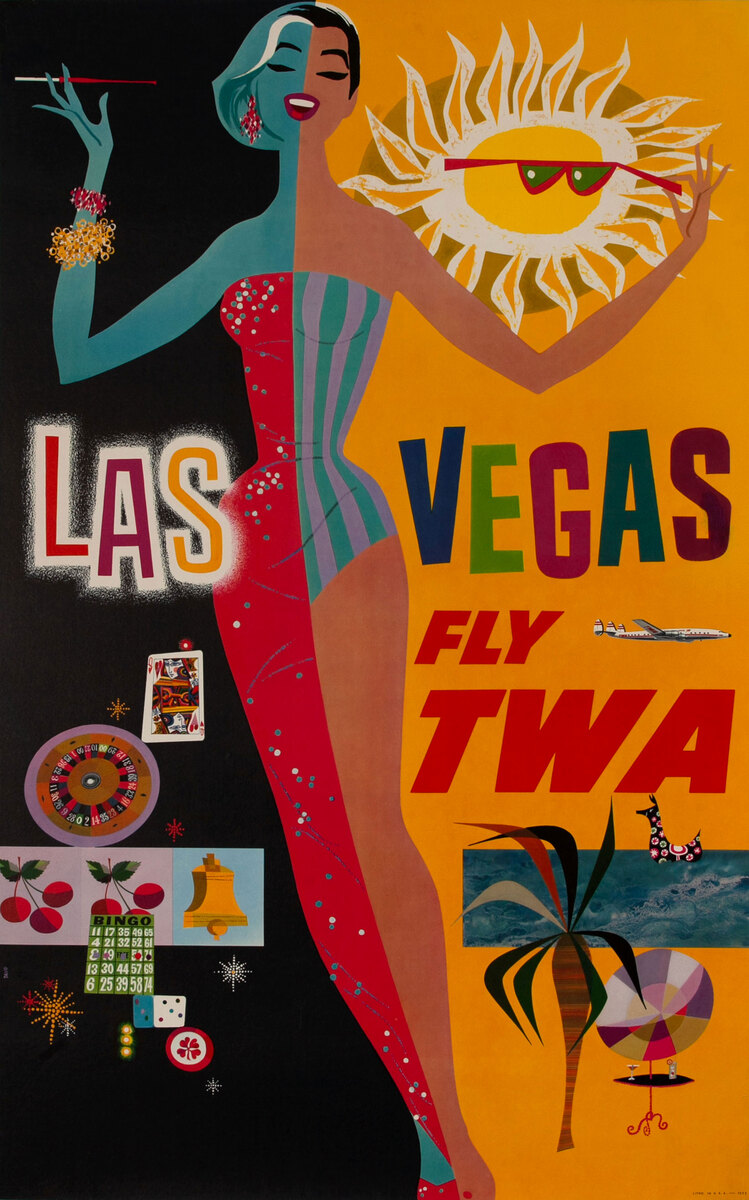 TWA Fly Las Vegas Day and Night Constellation Travel Poster
