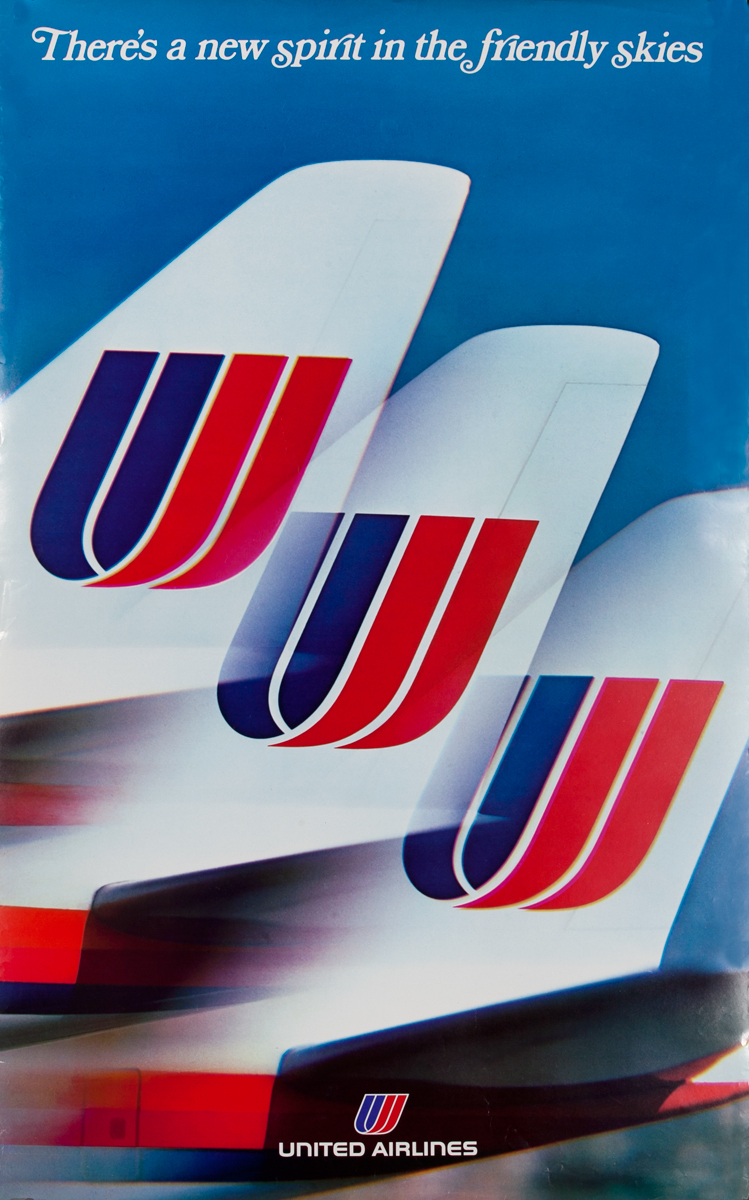 There's a new spirit in the friendly skies - United Airlines travel poster