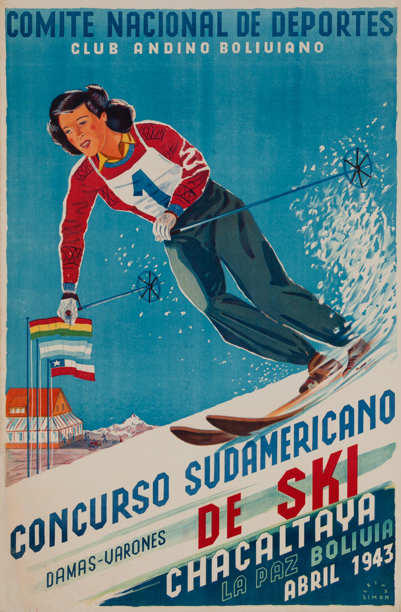 Concurso Sudamericano de Ski Chacaltaya, La Paz Bolivia, Ski Poster