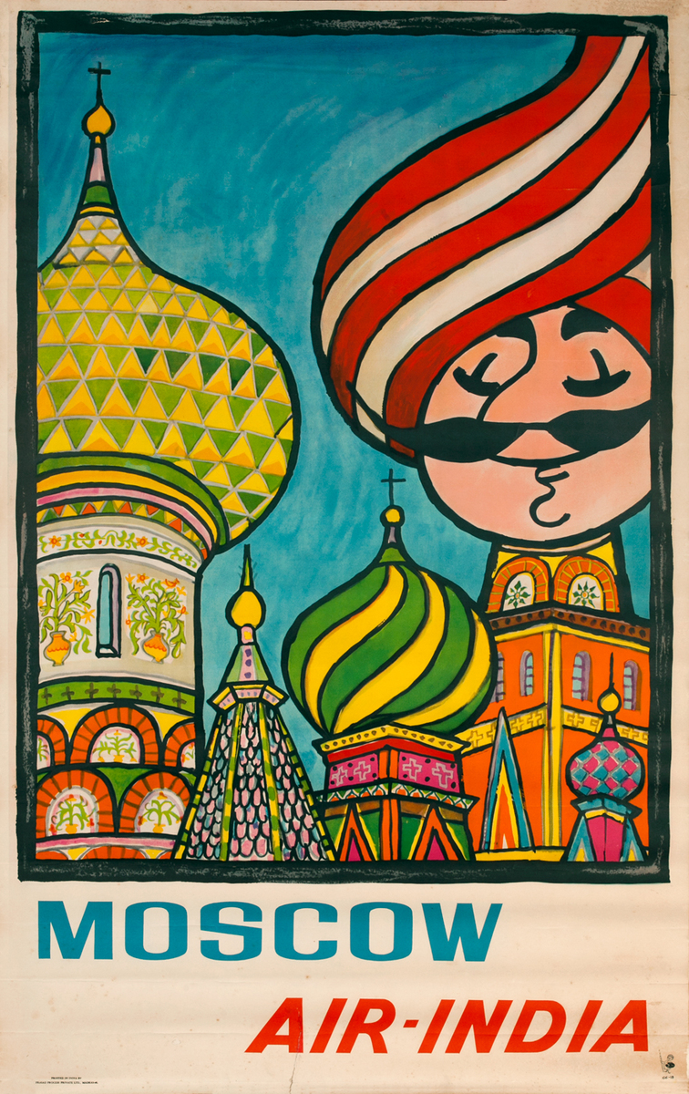 Moscow Air India Onion Domes Travel Poster