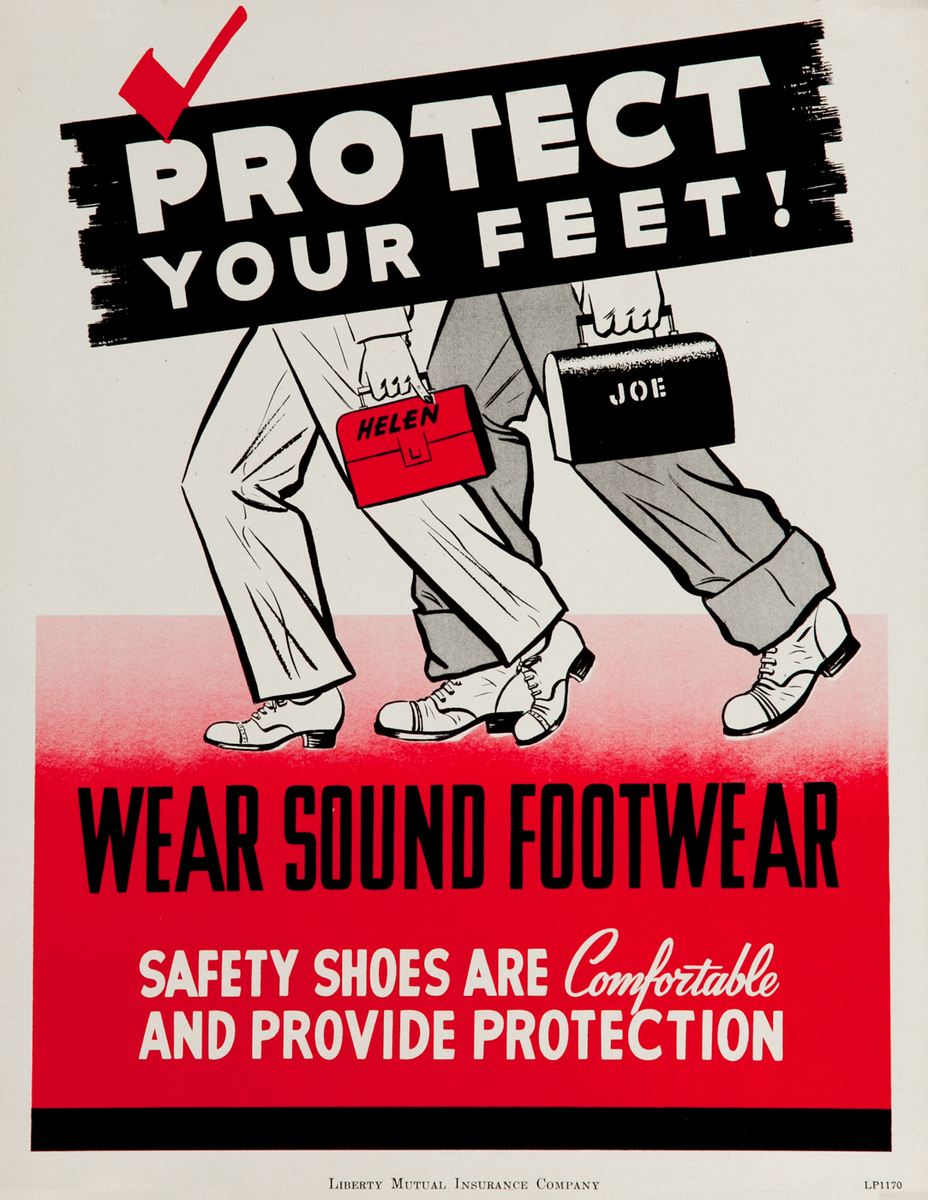 Protect Your Feet, Wear Soundproof Footwear, WWII Liberty Mutual Insurance Company Poster  