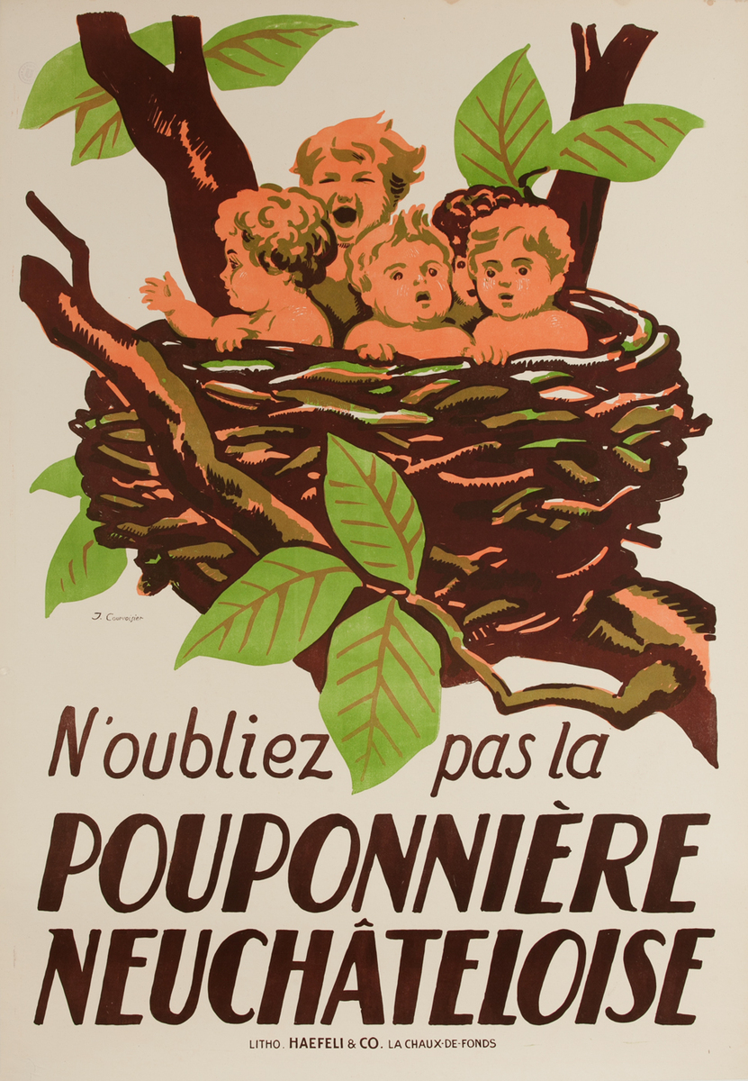 N'oubliez pas la pouponnière Neuchâteloise, French Nursery School Poster