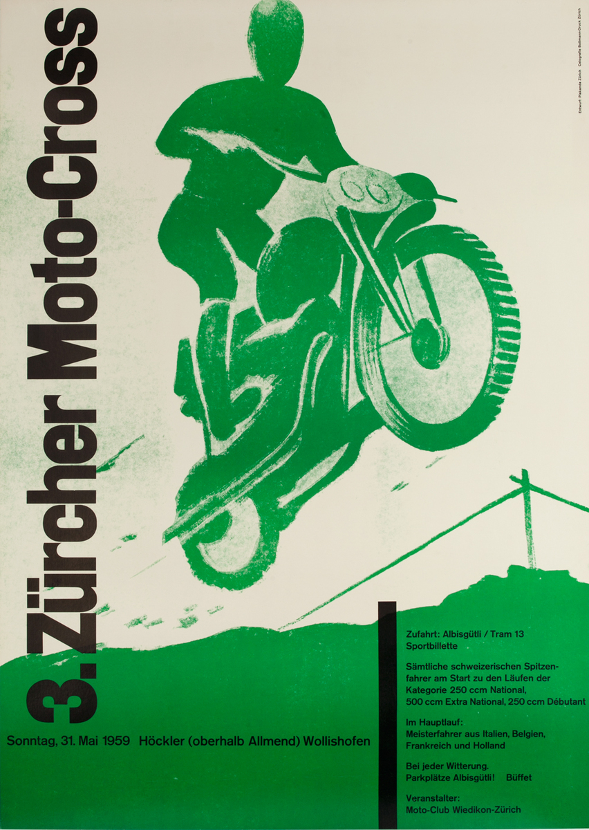 1959 Zurich Motocross Swiss Poster