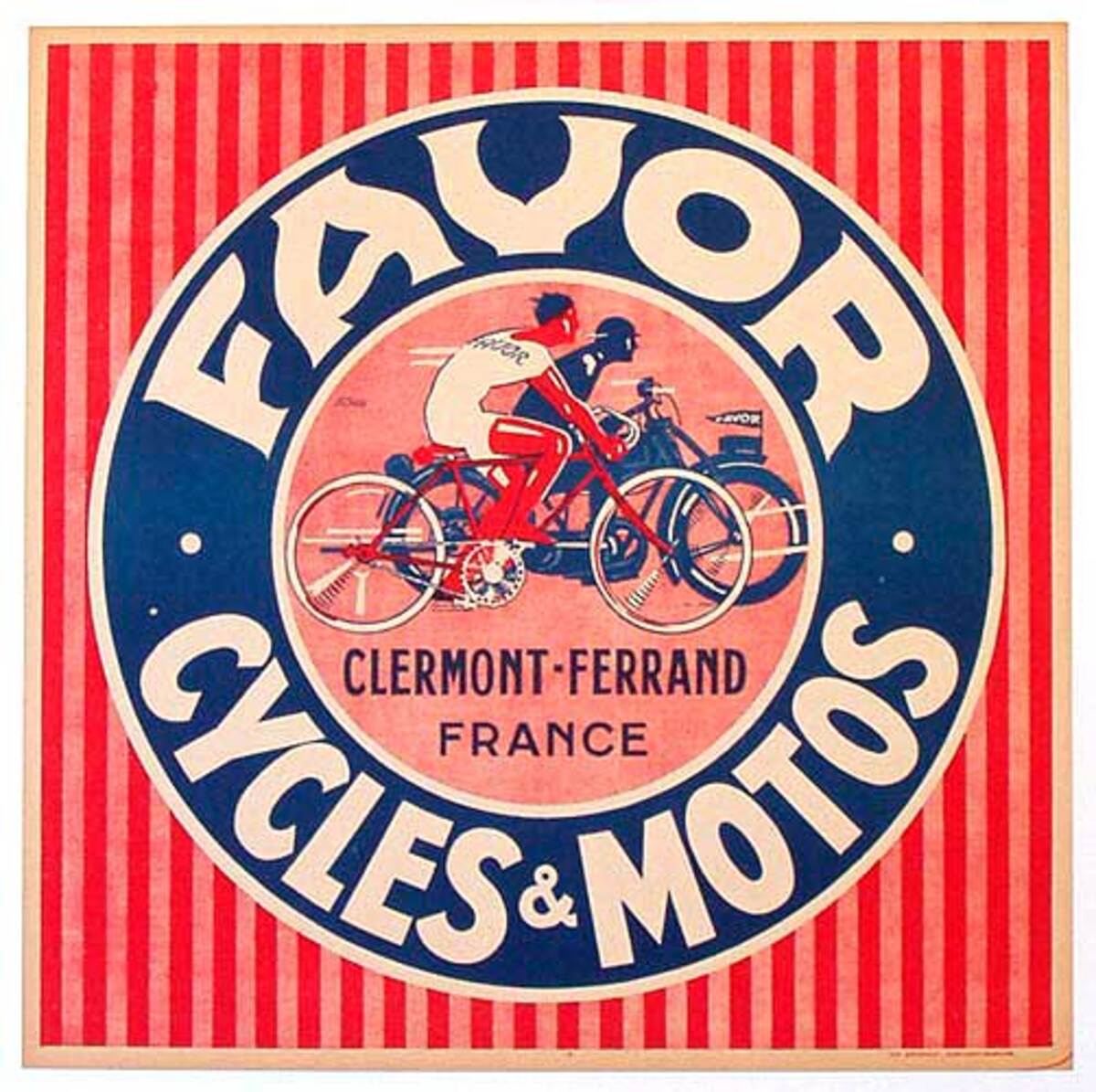 Original Favor Motorcycle and Bicycle Poster Square