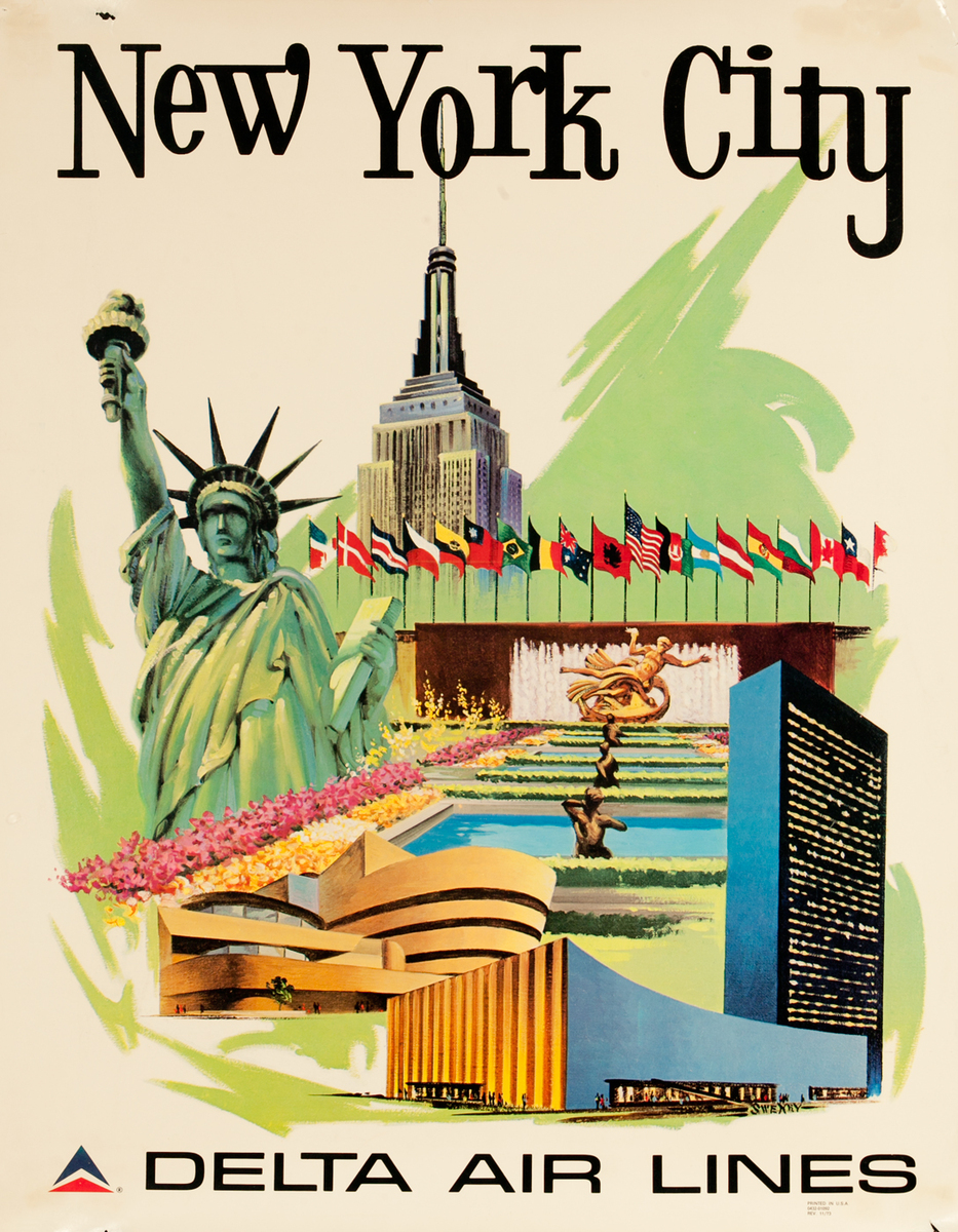 New York City Delta Air Lines Travel Poster Icons