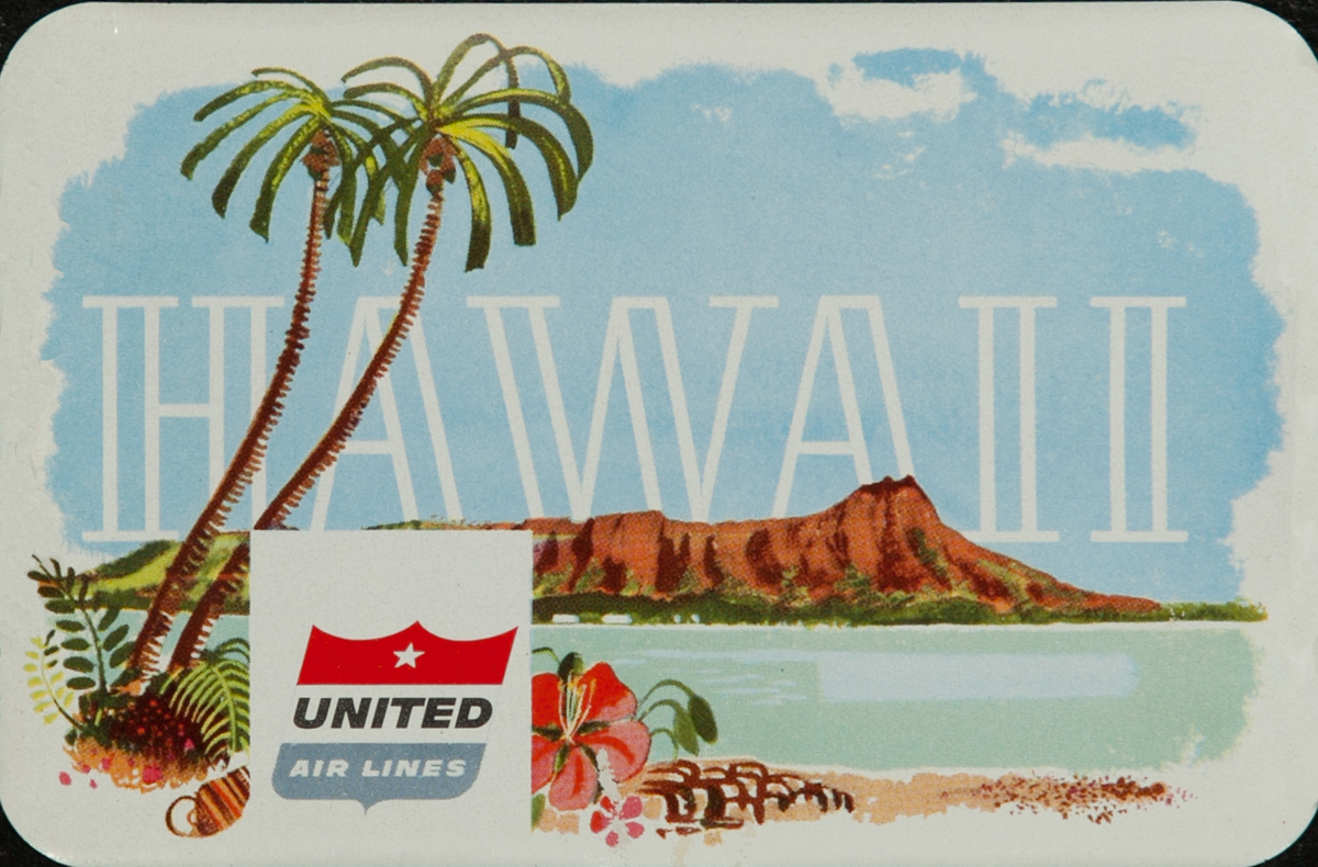 Hawaii United Airlines Luggage Label Diamond Head