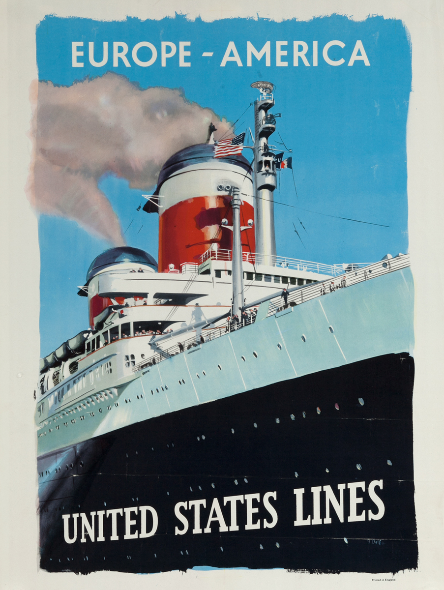 United States Lines Europe-America Travel Poster stacks