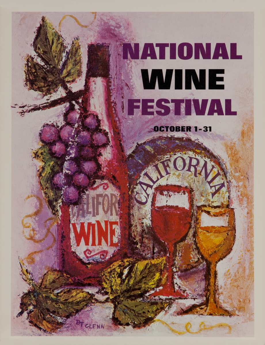 California WIne Land of America Advertising Poster National Wine Festival