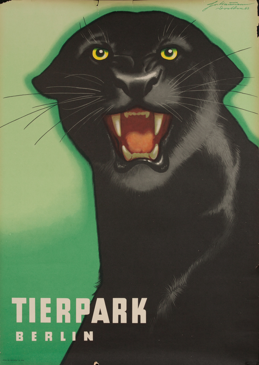 Tierpark Berlin Panther German Travel Poster