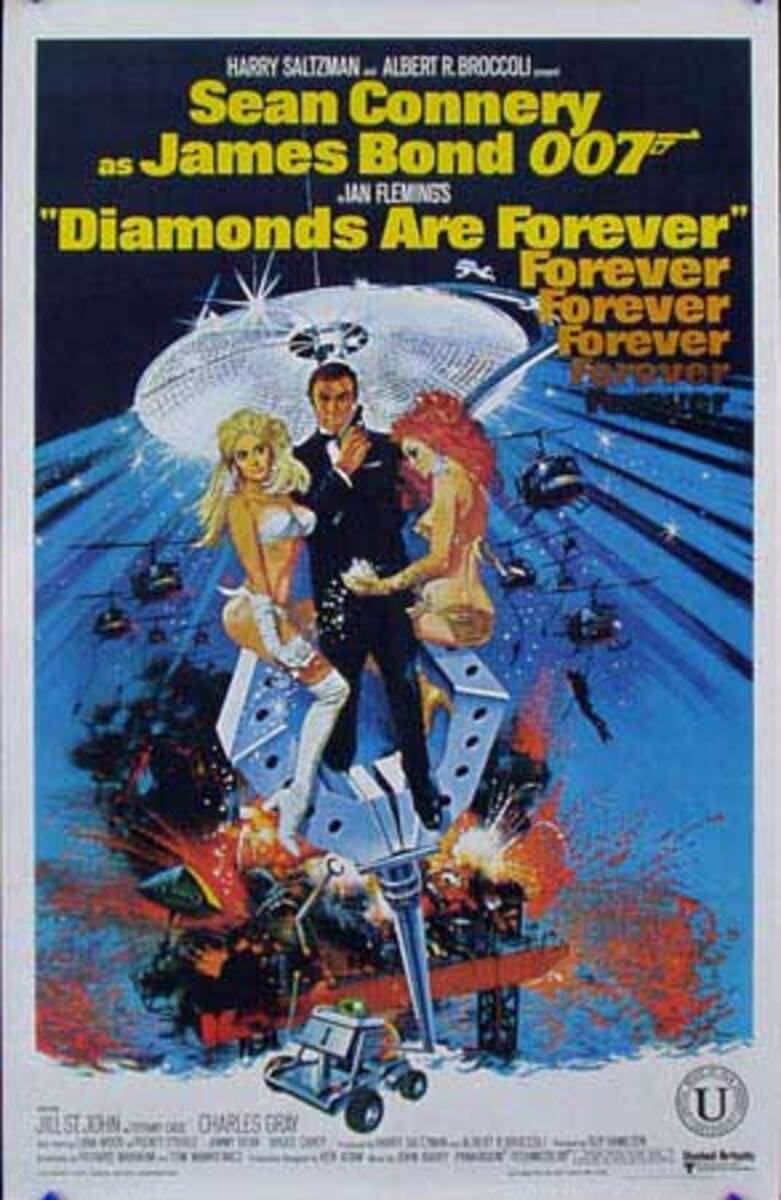 James Bond 007 Diamonds Are Forever Indian  Release Vintage Original Movie Poster