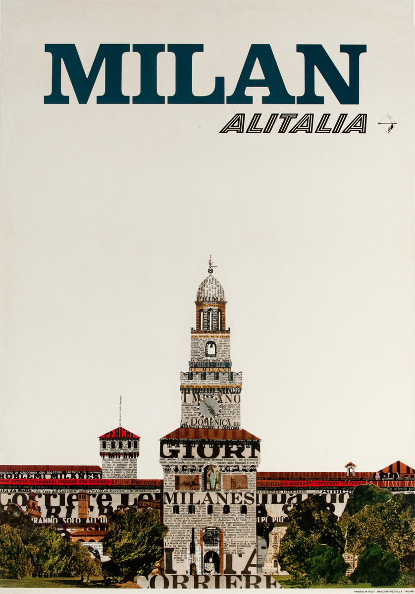 Alitalia Original Travel Poster,  Milan