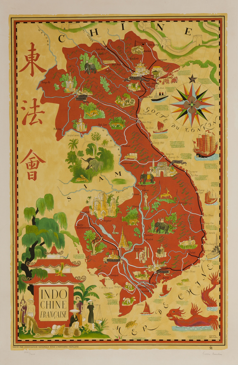 Indo Chine Francaise, French Indochine Vietnam Poster Map