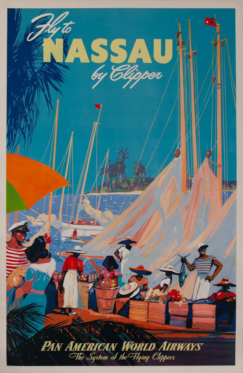 Fly to Nassau by Clipper, Pan American World Airways Poster