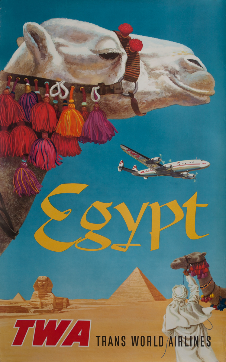 TWA Egypt Travel Poster, Camel Constellation 