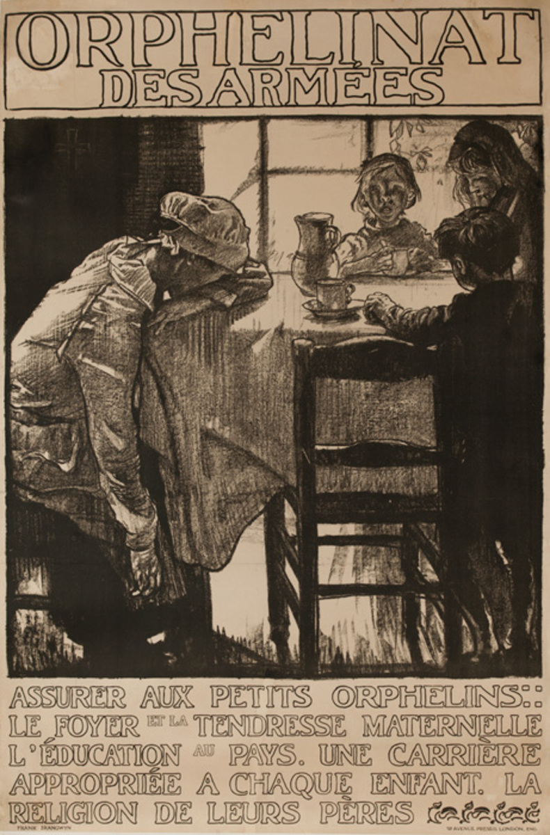Orphelinat des armée, empty table, British WWI Poster 