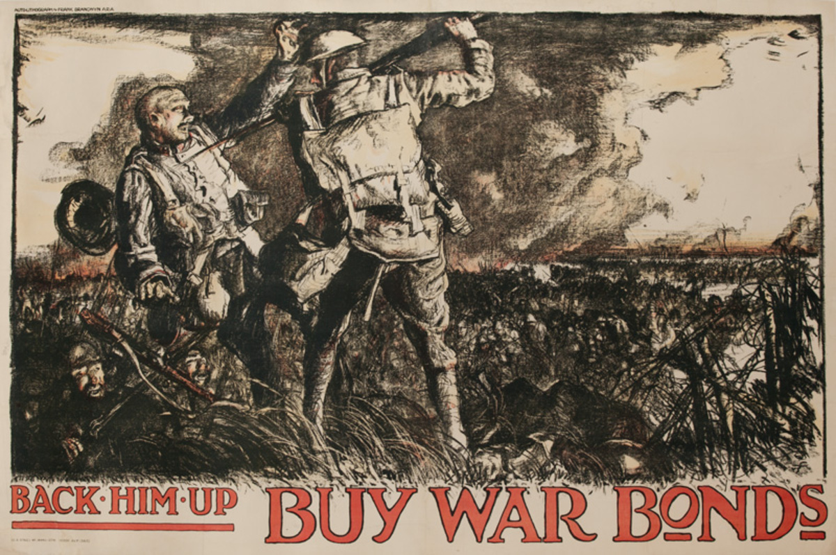 Back Him Up Buy War Bonds Original British WWI Poster