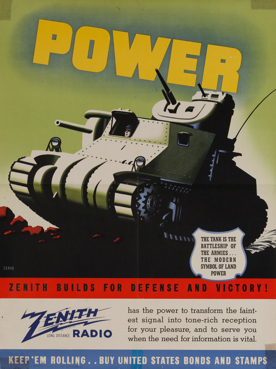 Power Zenith Radio WWII Bond Poster