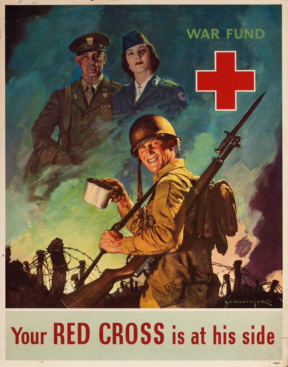 Your Red Cross is at his side, WWII War Fund Poster
