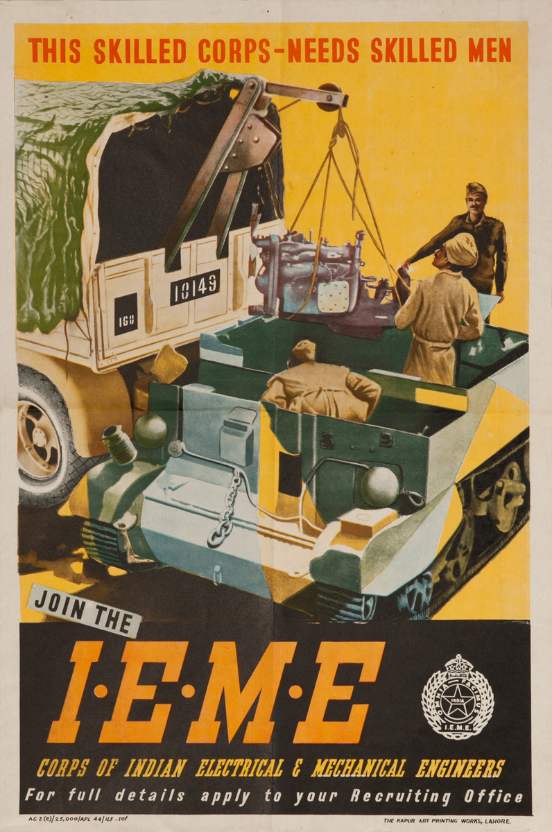 Indian WWII Recruiting Poster, Join the IEME