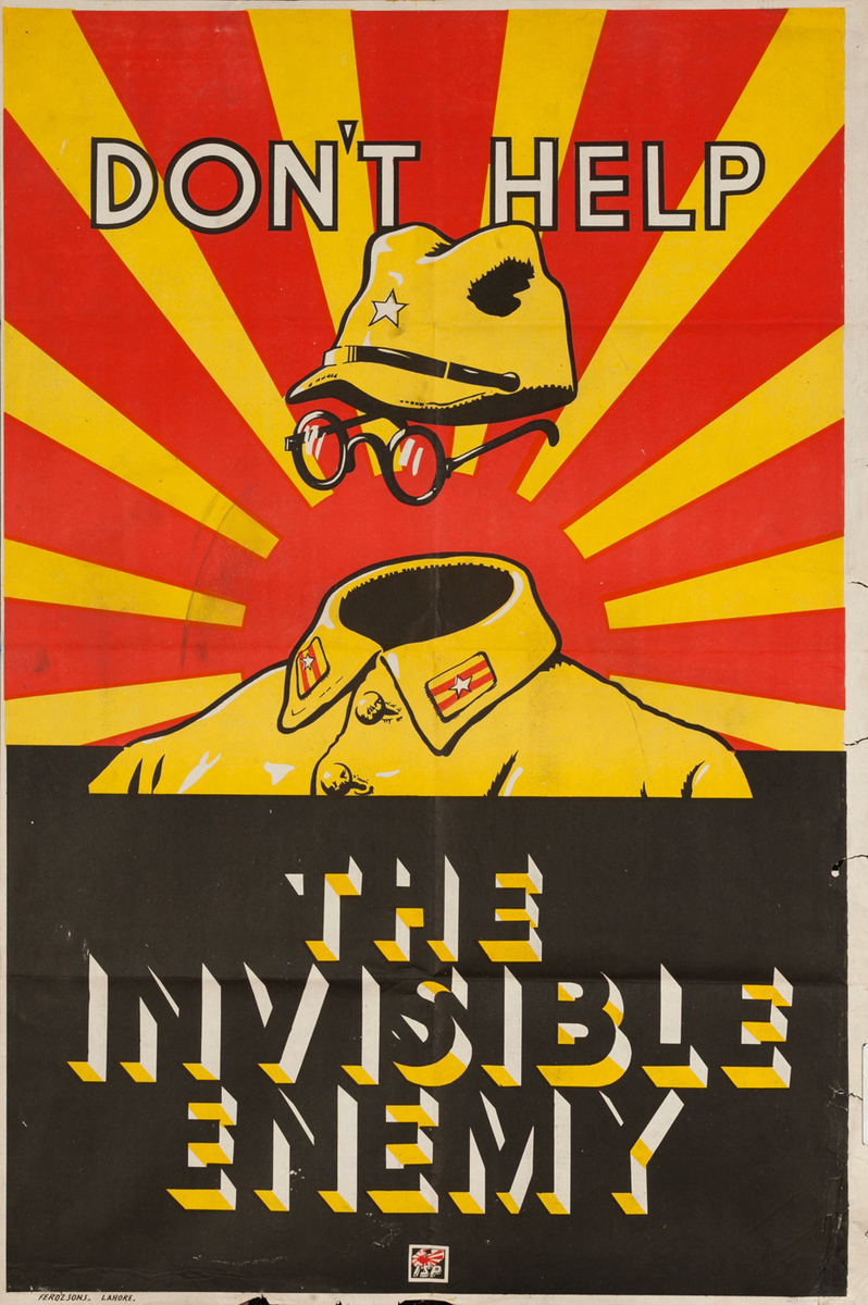 Don't Help the Invisible Enemy, Indian WWII Poster