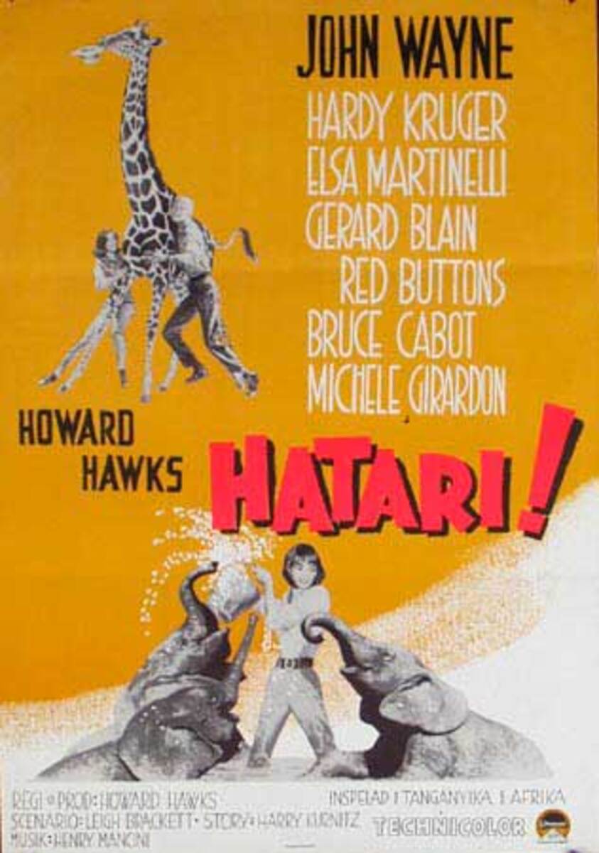 Hatari Original Vintage Movie Poster Swedish Release 