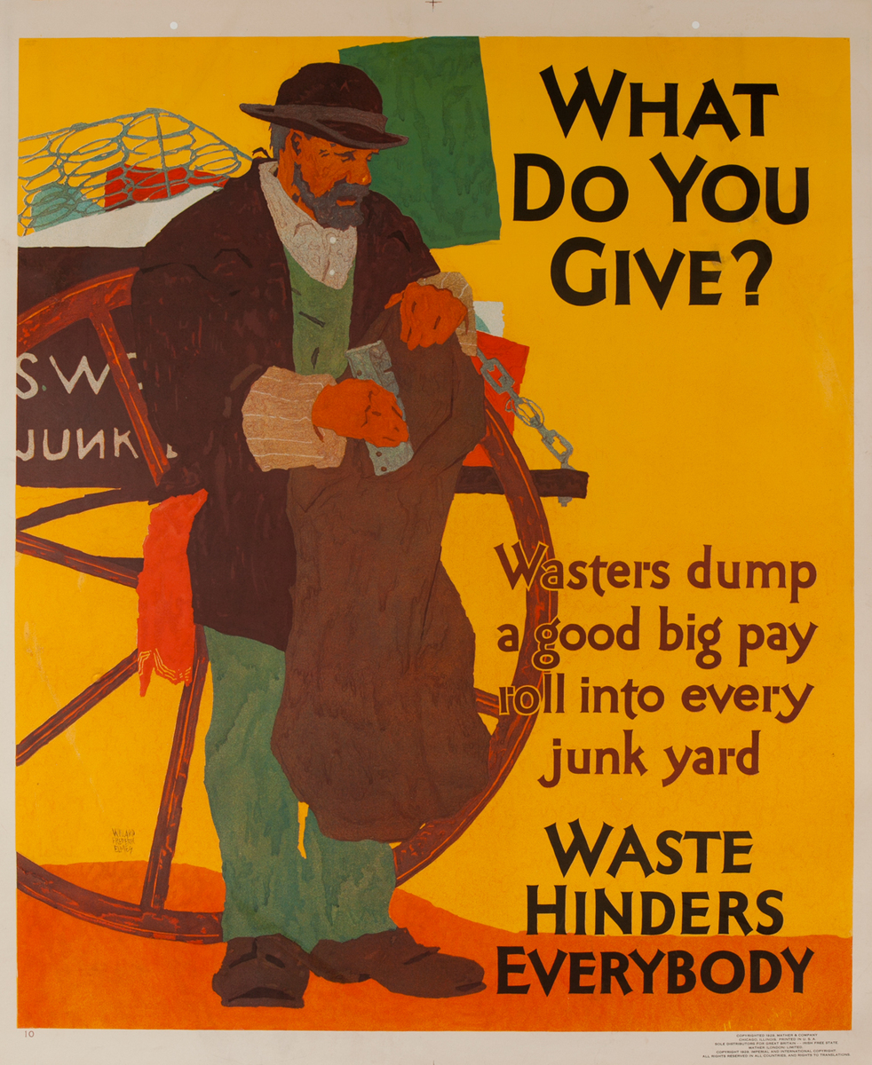 What do you Give? Waste Hinders Everybdy, Mather Work Incentive Poster