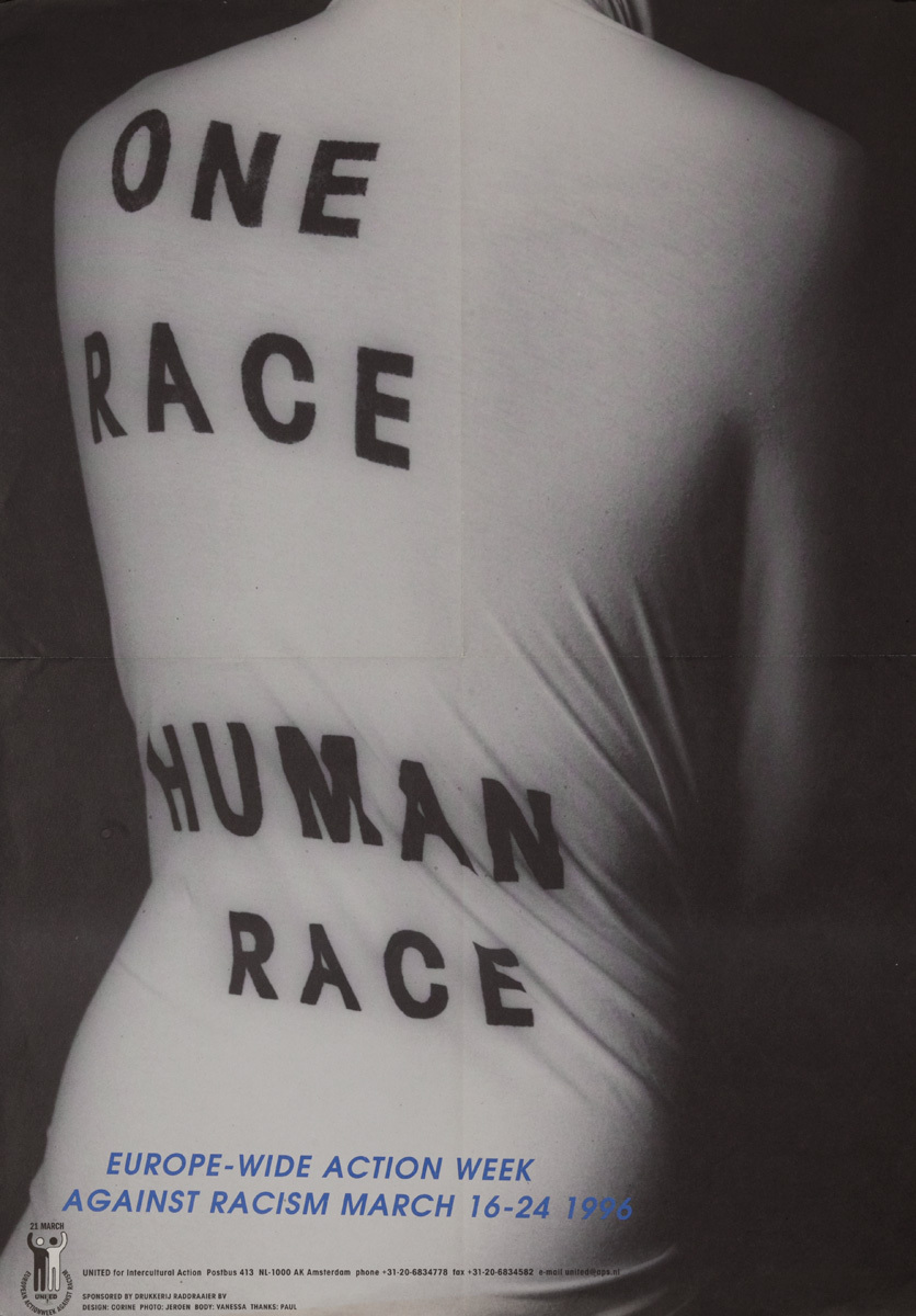 European-Wide Action Week Against Racism Poster, One Race, Human Race