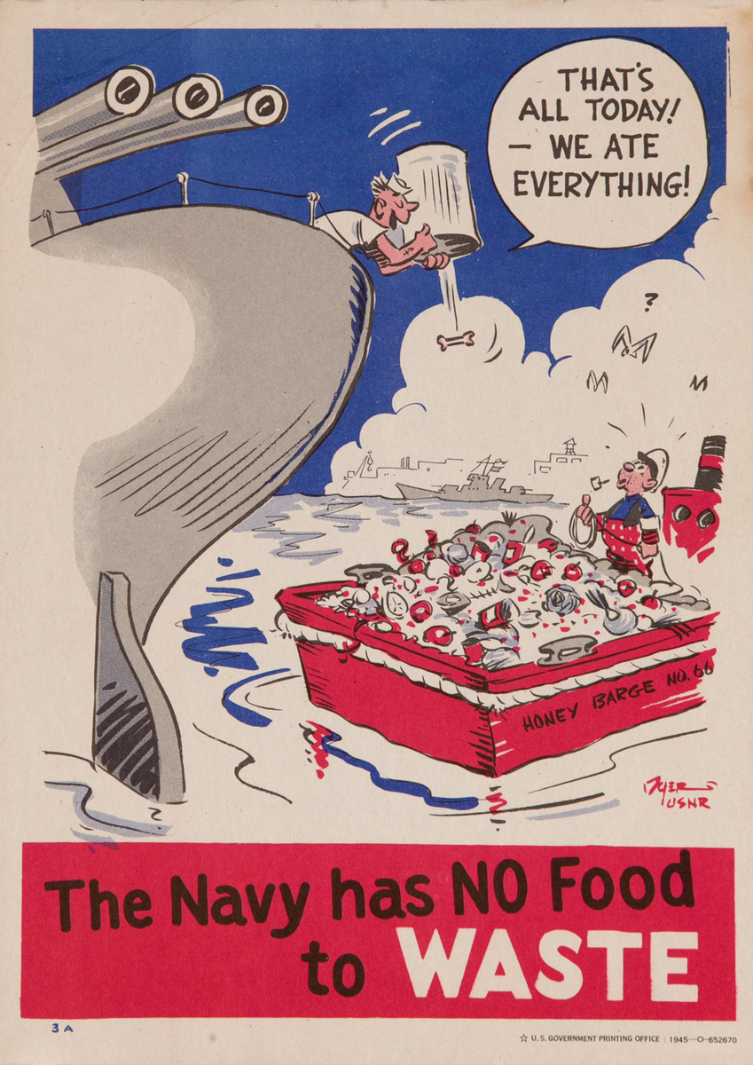 The Navy has NO Food to Waste! WWII Food Conservation Poster