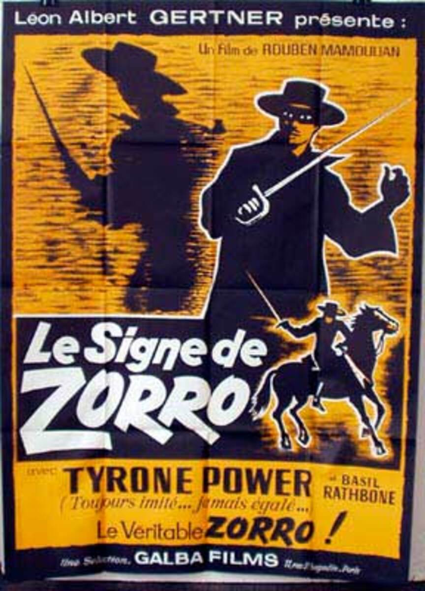 Mark Of Zorro French Release Vintage Movie Poster