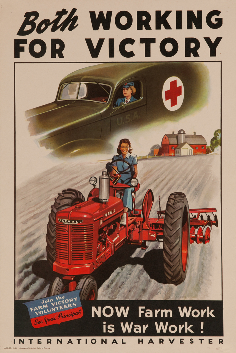 Both Working for Victory, WWII International Harvester Poster 