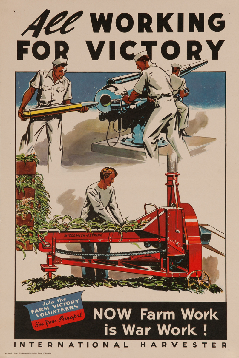 All Working For Victory, WWII International Harvester Poster 