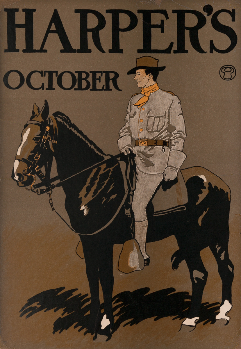 Harper's October Mounted Horseman Original American Literary Poster 
