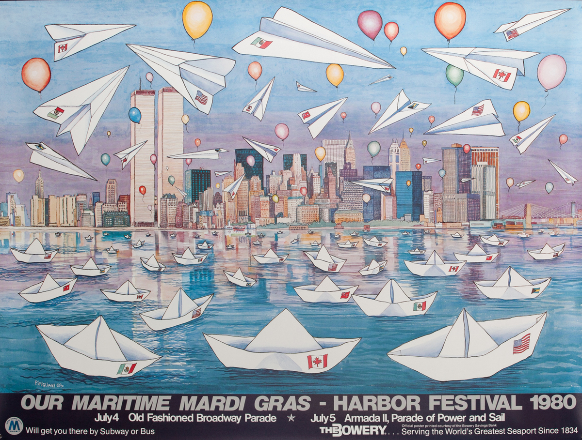 New York City (NYC) Our Maritime Mardi Gras - Harbor Festival Poster 1980