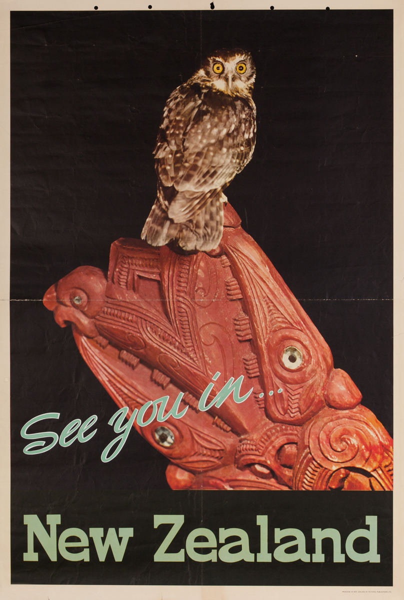 New Zealand Travel Poster Owl