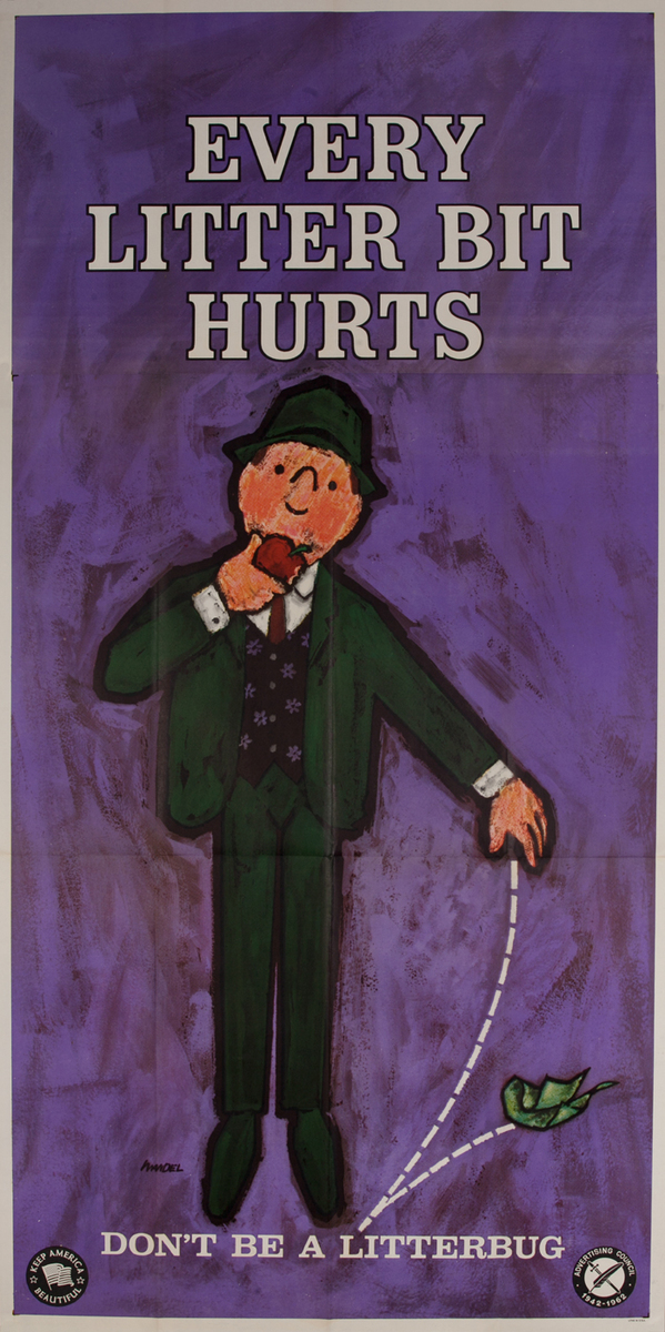 Every Litter Bit Hurts, Don't be a Litterbug David Pollack Vintage