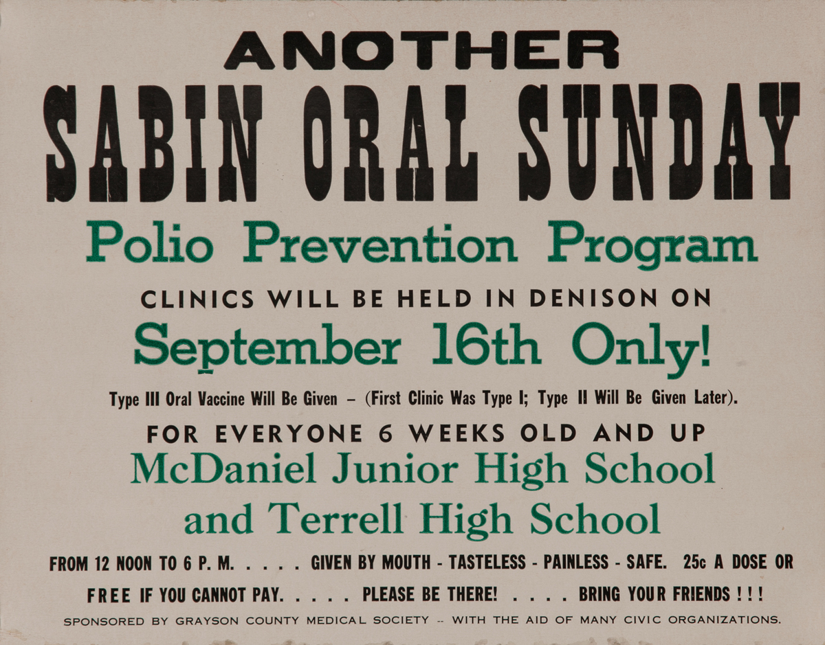 Another Sabin Oral Sunday, Polio Prevention Program Poster