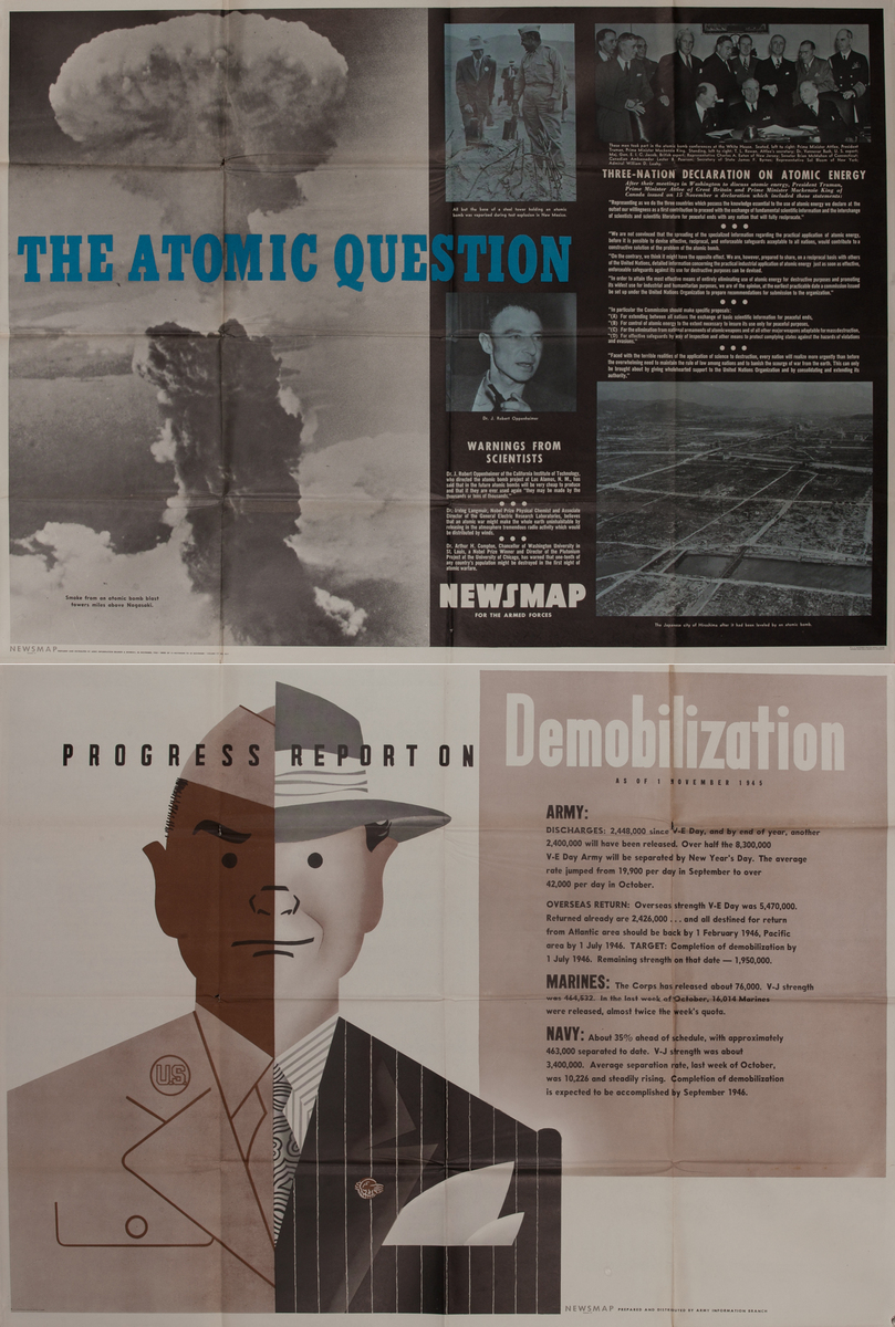 The Atomic Question / Progress Report on Demobilization WWII Newsmap