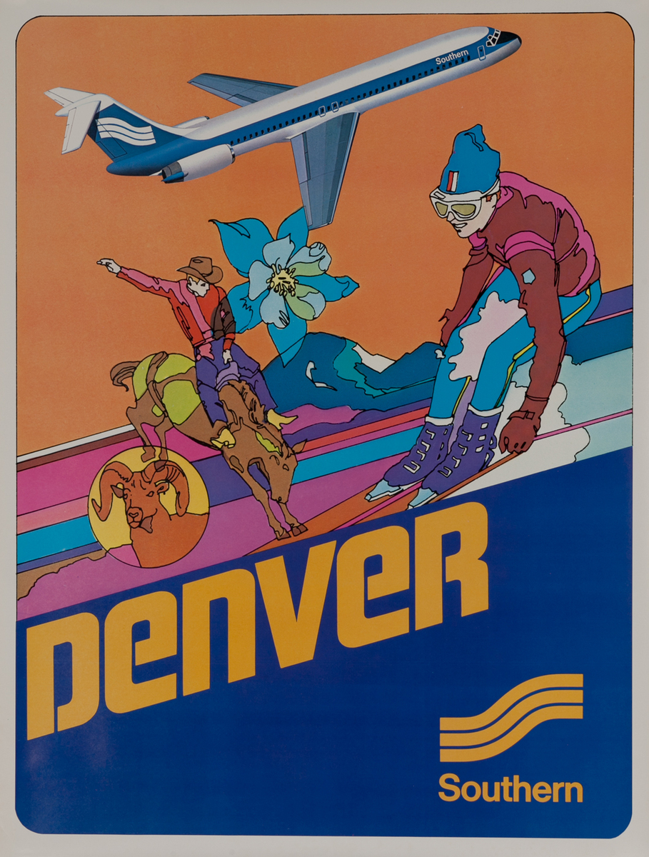 Southern Airways Travel Poster, Denver Colorado
