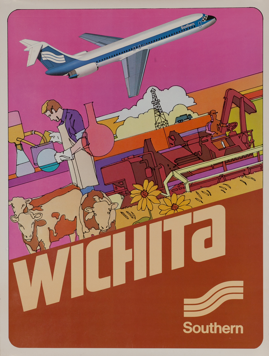 Southern Airways Travel Poster, Wichita Kansas